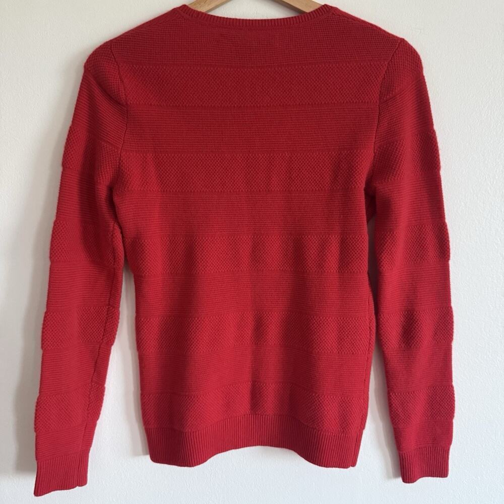 Miss Wu 100% Cashmere Red Textured Stripe Crewneck Quiet Luxury Sweater Womens S - Picture 4 of 7